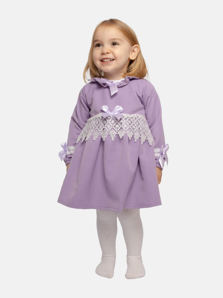 Baby Girl Adella Collection Spanish Dress with Bows - Purple