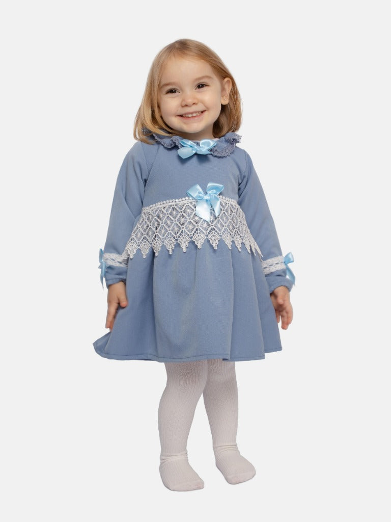 Baby Girl Adella Collection Blue Spanish Dress with Bows