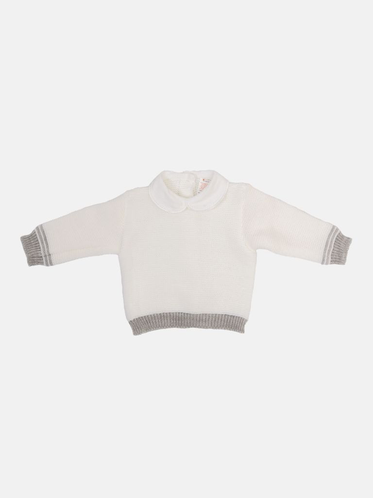 Baby Unisex 3-piece Top, Dungaree & Bonnet Cable Knitted Gift Box Set-White & Grey