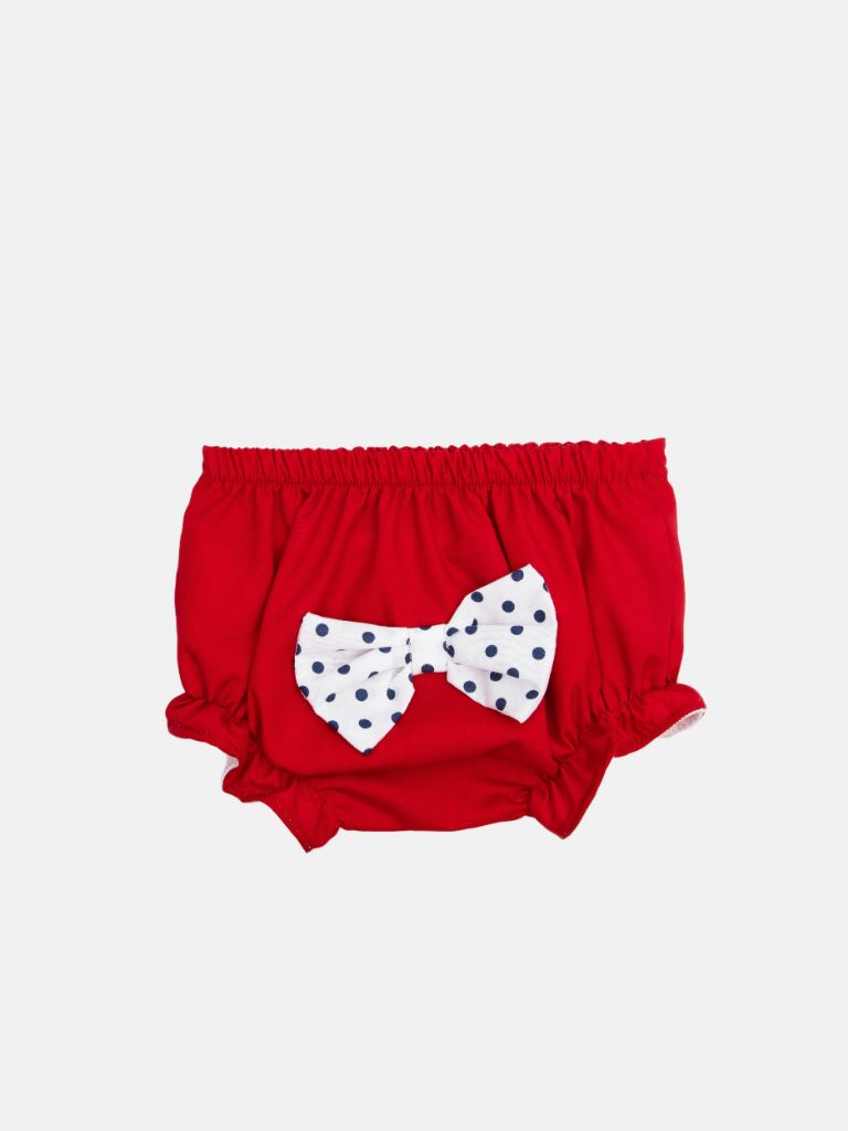 Baby Girl Polka Dot Collection Romper with bows and panties - Red