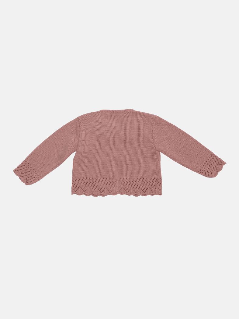 Baby Girl Cardigan with 2 Big Bows - Dusty Pink