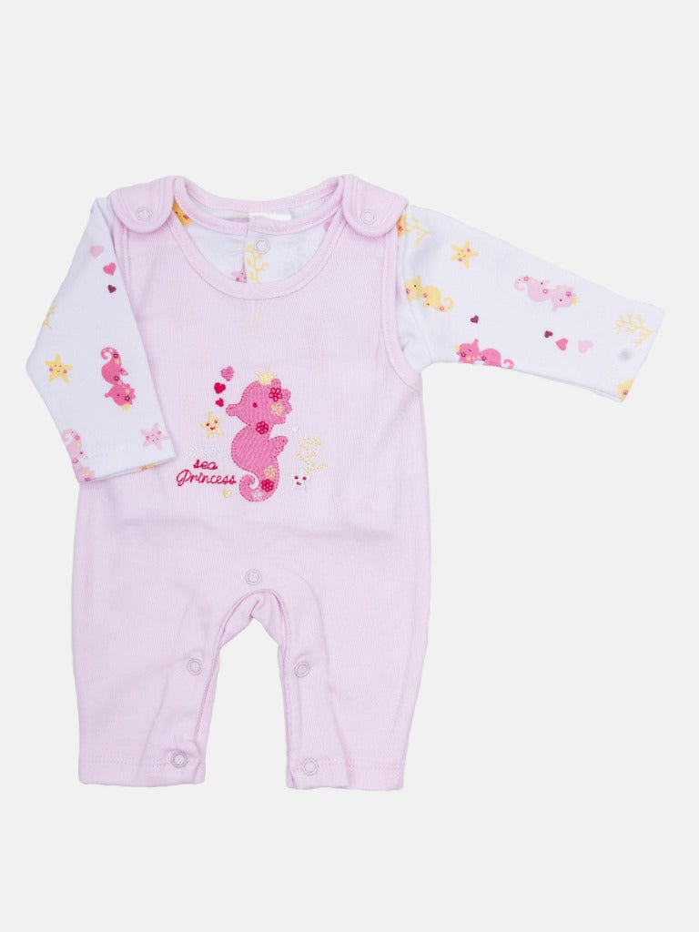 Tiny Baby Girl Sea Princess 4 piece set - White & Baby Pink