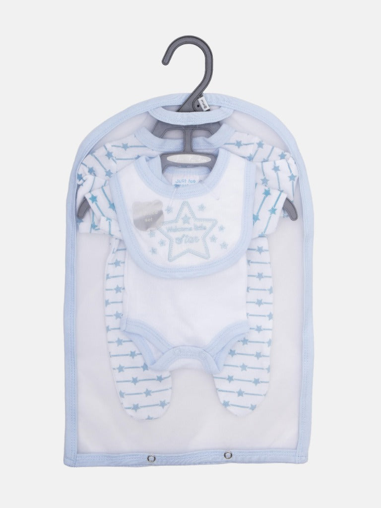 Tiny Baby Boy Star 4 piece set - White and Baby Blue