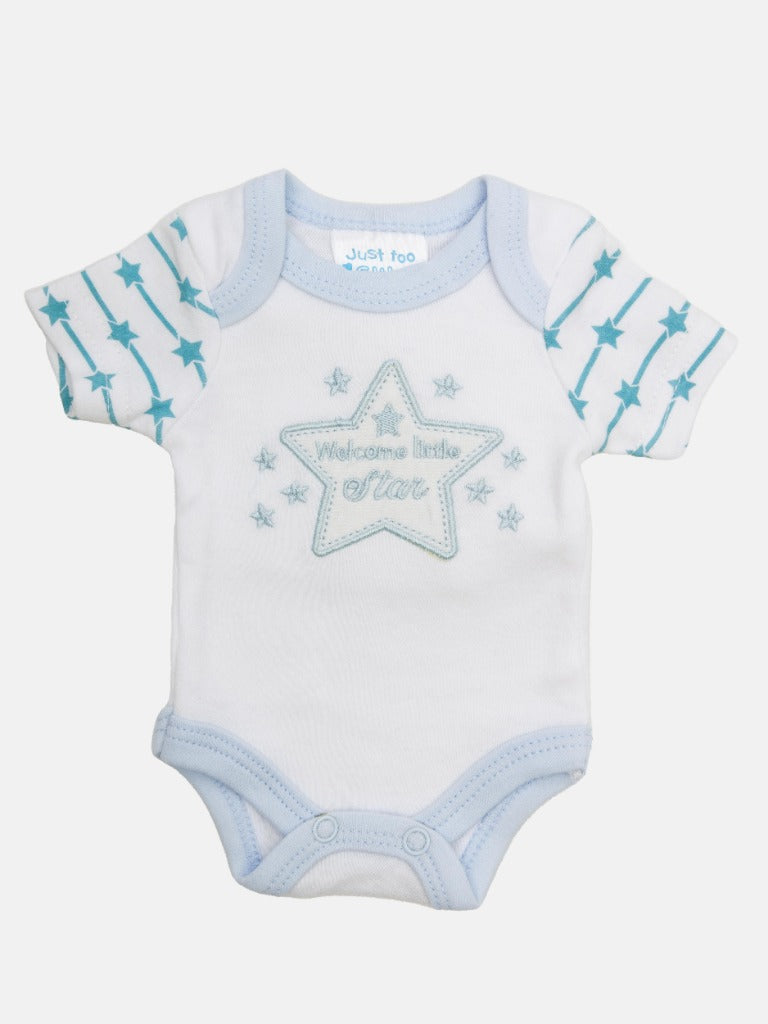 Tiny Baby Boy Star 4 piece set - White and Baby Blue