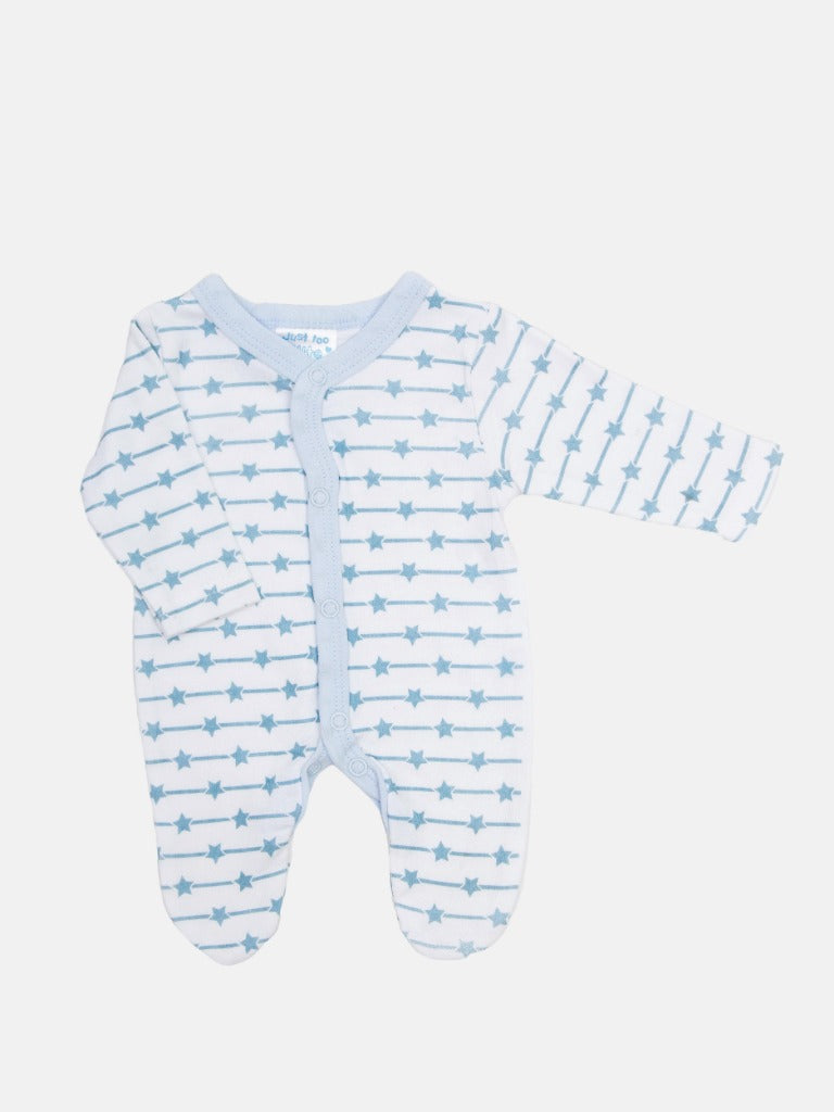Tiny Baby Boy Star 4 piece set - White and Baby Blue