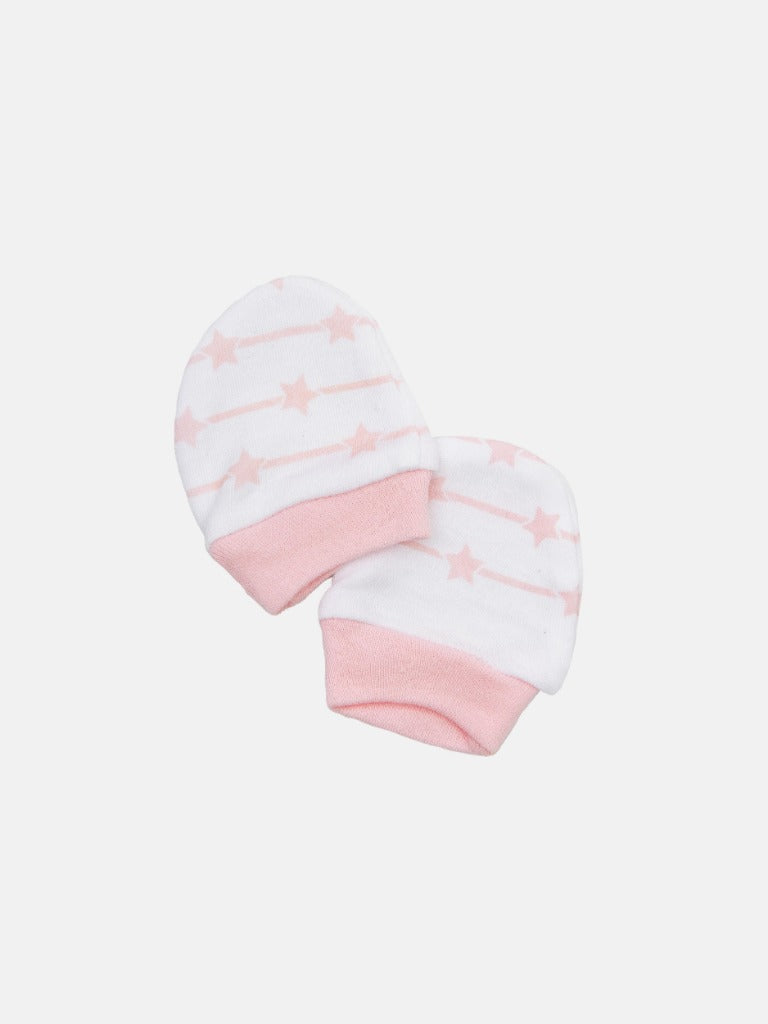 Tiny Baby Girl Star 4 piece set - White and Baby Pink