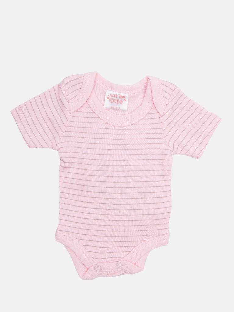 Tiny Baby Girl Striped 4 piece set - Baby Pink