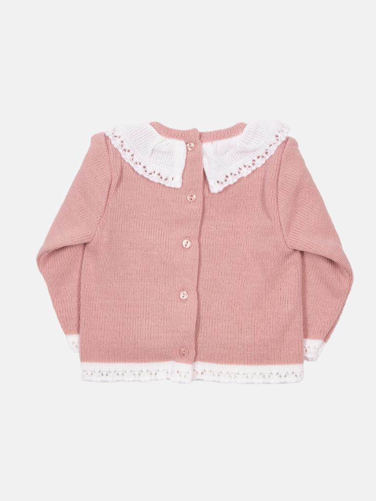 Baby Girl Bella Collection Knitted 3 piece set with bow - Dusty Pink