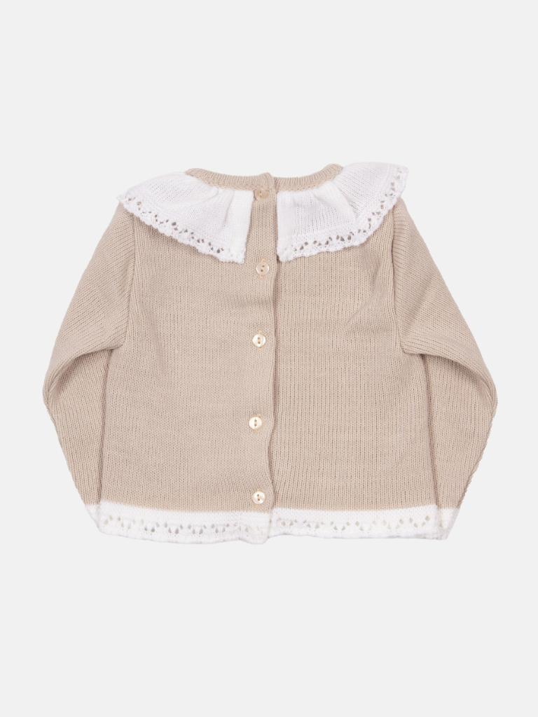 Baby Girl Bella Collection Knitted 3 piece set with bow - Beige