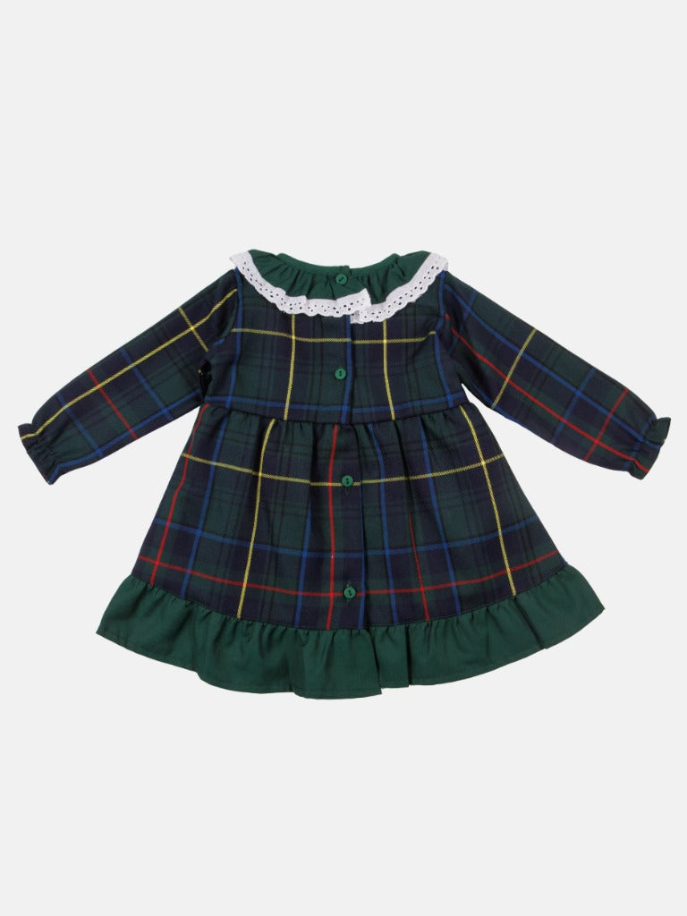 Baby Girl Star Collection Dress with Tartan Beret - Green with Tartan