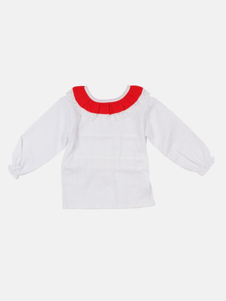 Baby Girl Winter Wonderland Collection Tartan Romper with Frills, Lace and Bows - Red and White collar