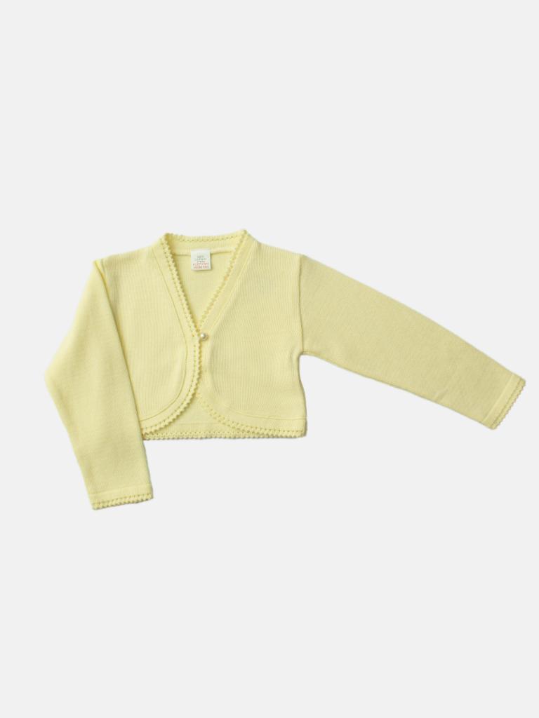 Luxury Baby Girl Bolero with Pearl - Yellow