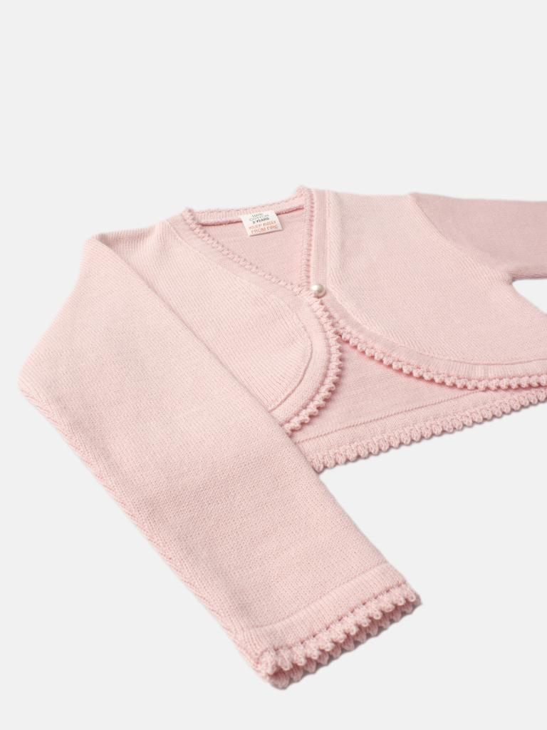 Luxury Baby Girl Bolero with Pearl - Pink