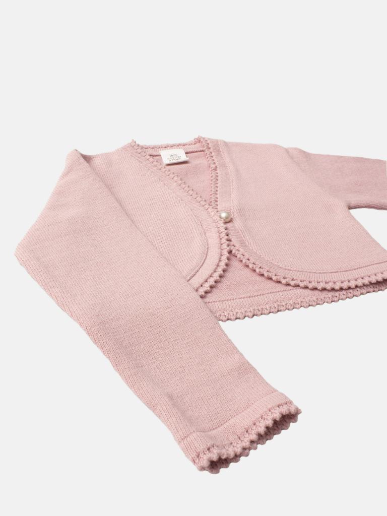 Luxury Baby Girl Bolero with Pearl - Dusty Pink