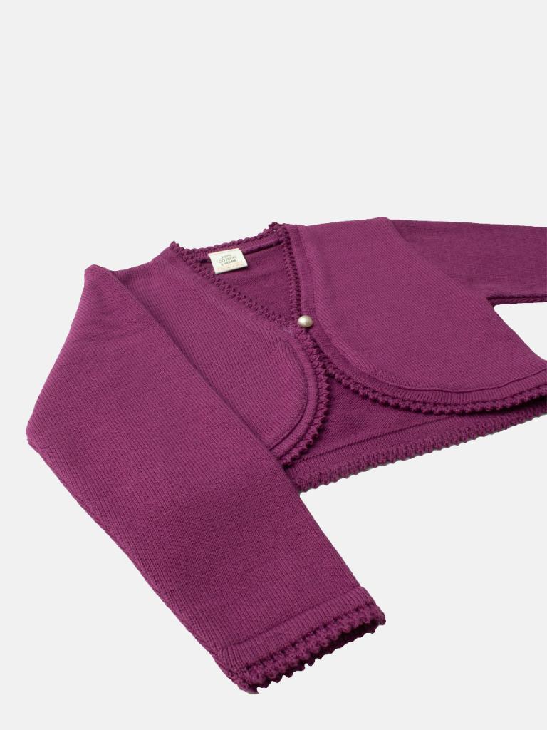 Luxury Baby Girl Bolero with Pearl - Purple / Plum
