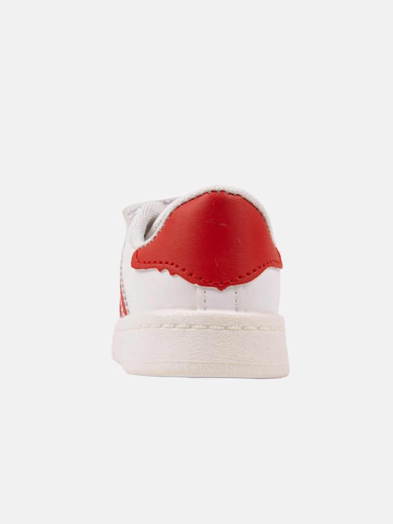 Unisex Triple Strap Trainers with Gold stripes - White and Red