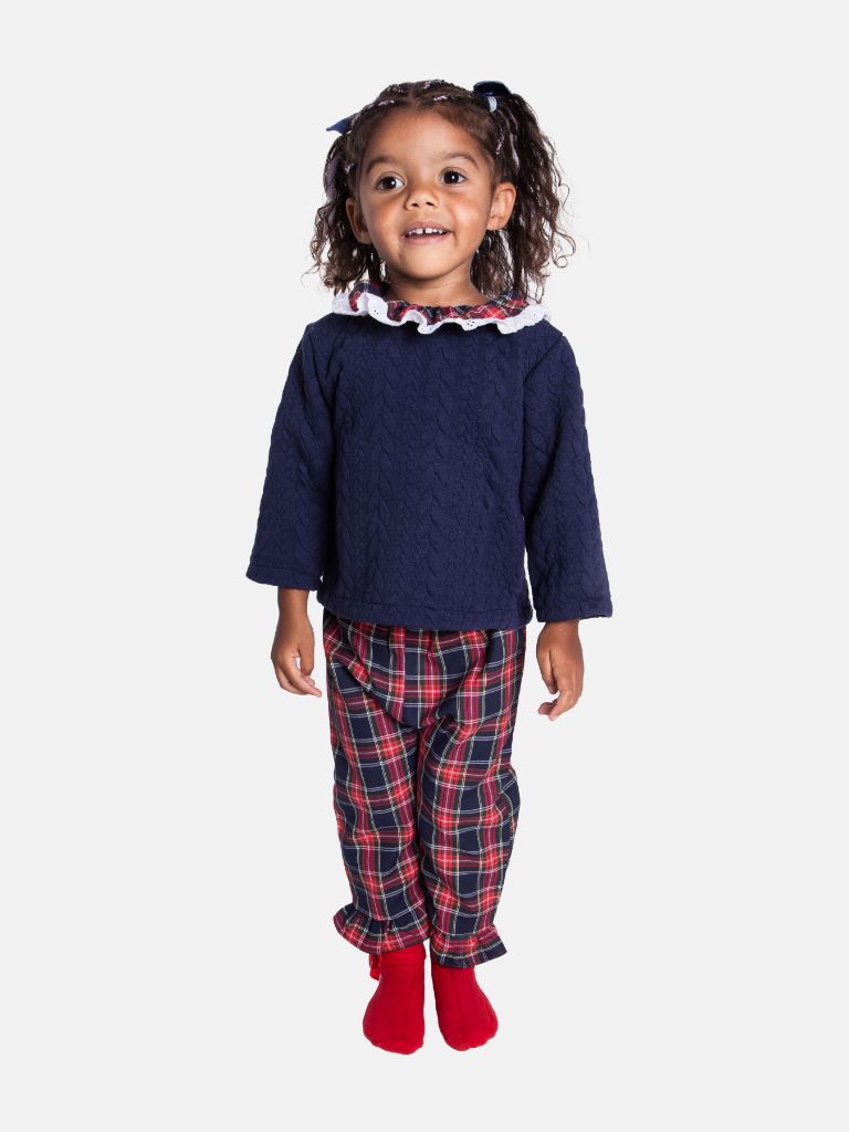 Baby Girl Holiday Angel Collection 2-piece Set - Navy Blue & Green