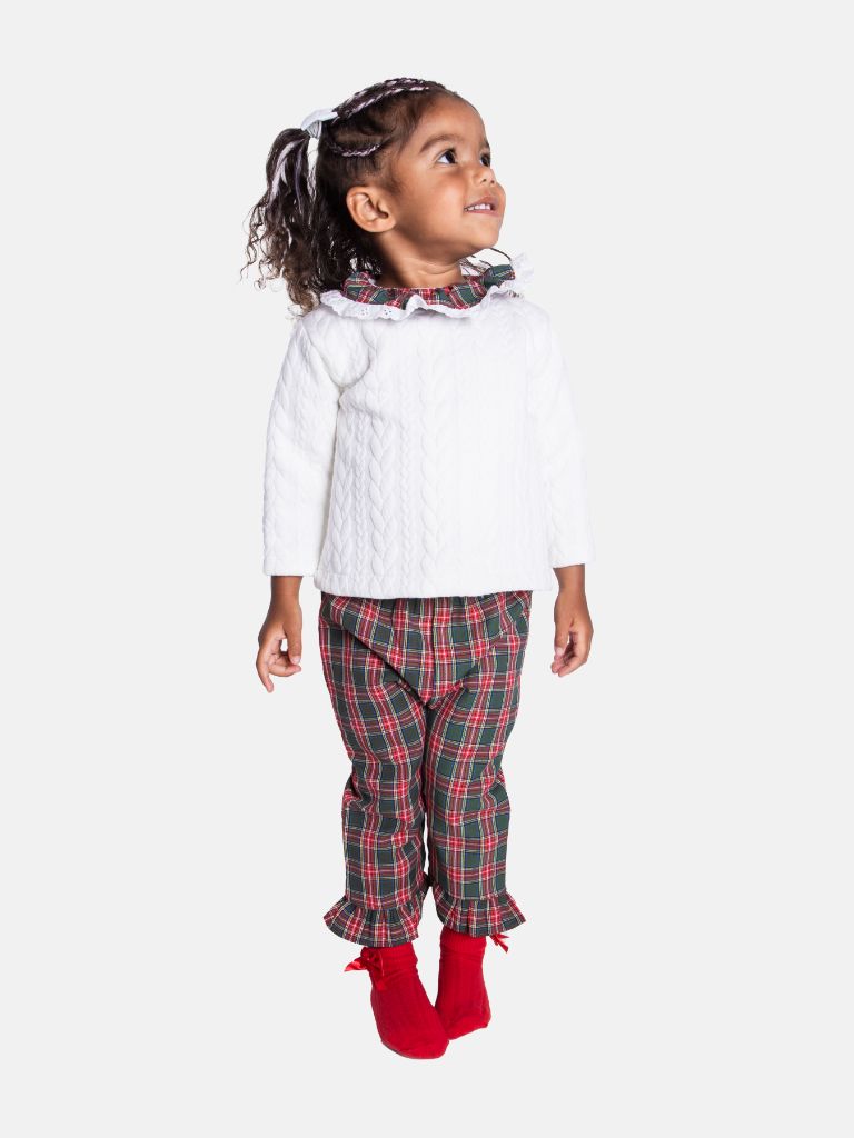 Baby Girl Holiday Angel Collection  Frilly 2-piece - White & Green