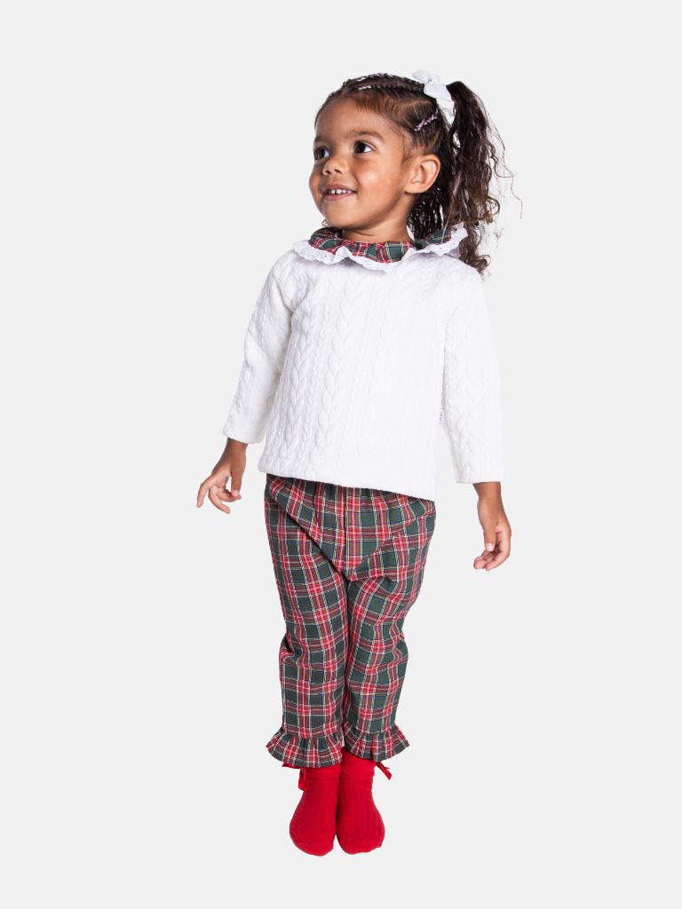 Baby Girl Holiday Angel Collection  Frilly 2-piece - White & Green