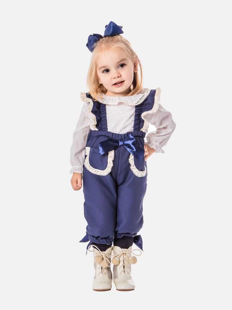 Baby Girl Clara Collection Spanish Jumpsuit - Navy Blue