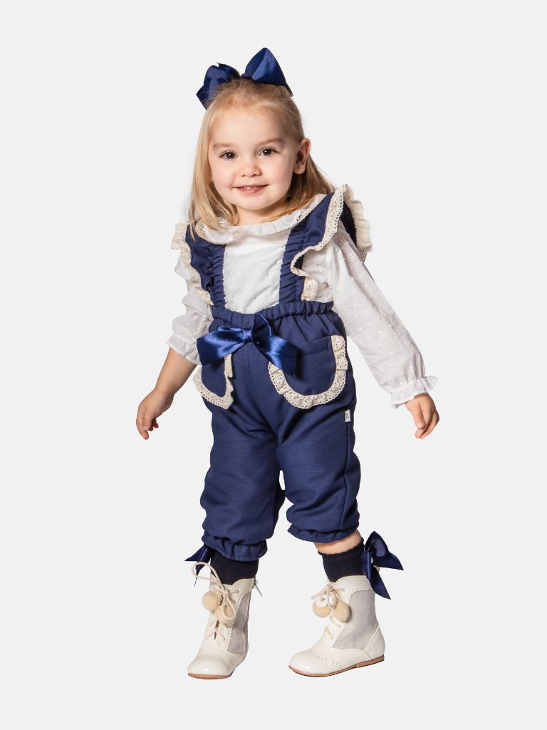 Baby Girl Clara Collection Spanish Jumpsuit - Navy Blue
