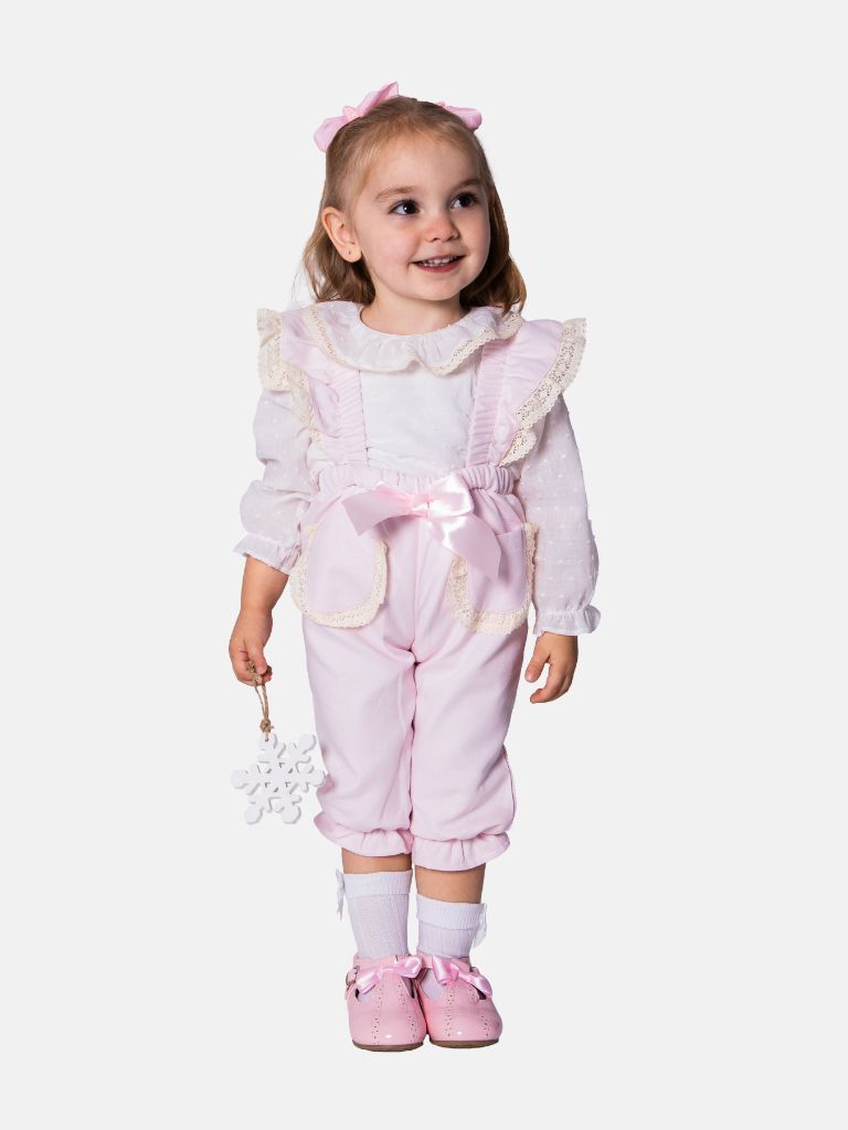Baby Girl Clara Collection Spanish Dungarees - Baby Pink