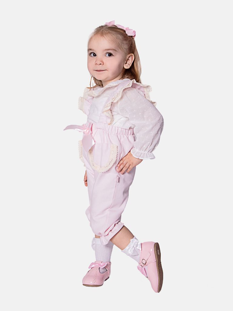 Baby Girl Clara Collection Spanish Dungarees - Baby Pink