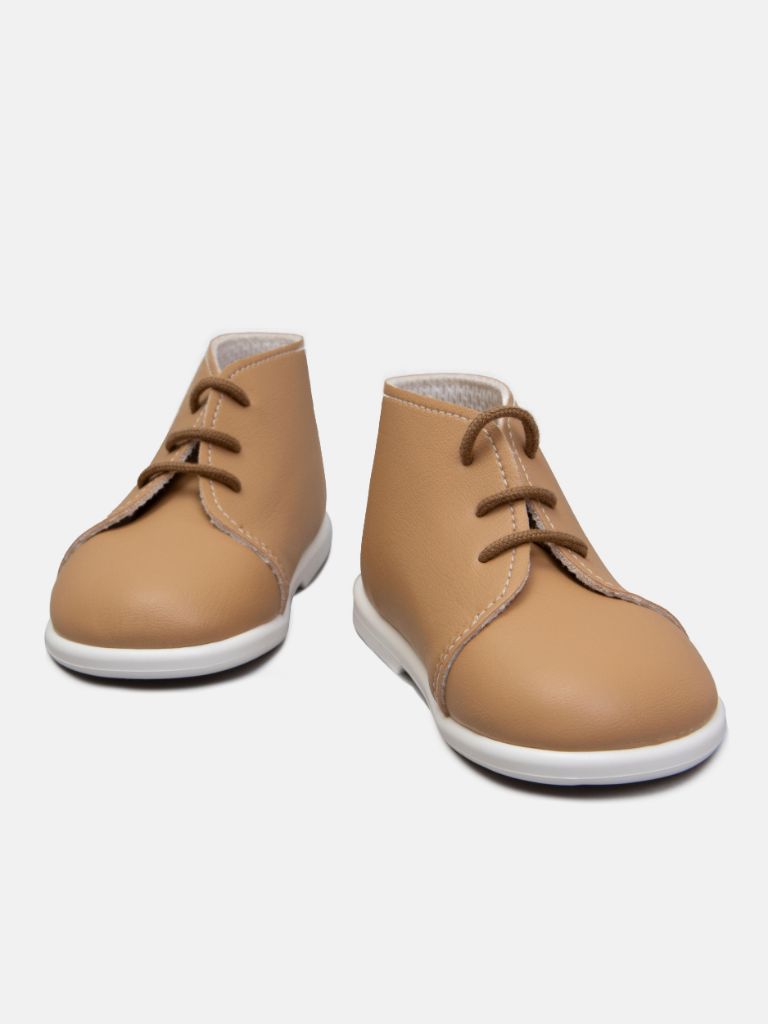 Baypods Hard Sole Boys Derby Lace-up Shoes - Camel