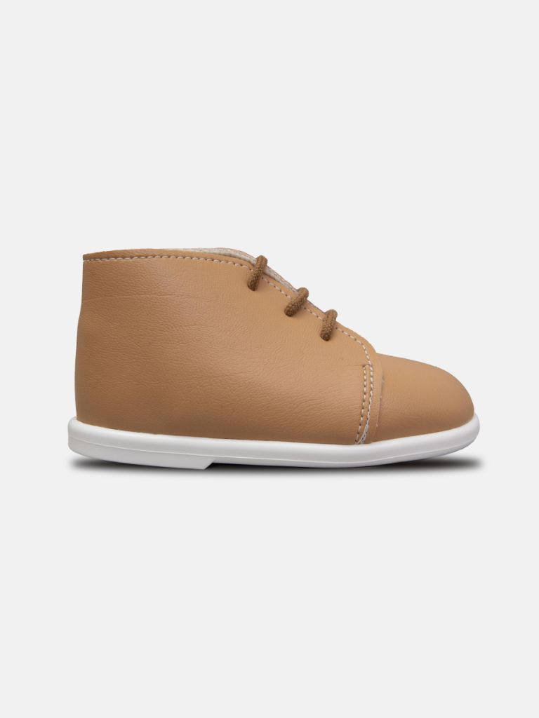 Baypods Hard Sole Boys Derby Lace-up Shoes - Camel