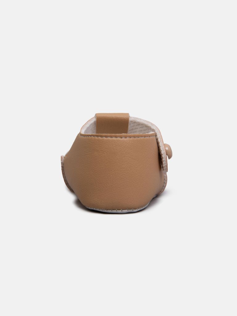 Baypods Soft Sole Boys T-Bar Hole Punched Shoes - Camel Brown