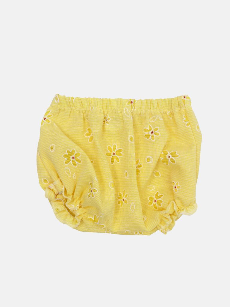 Baby Girl summer Floral Dress with knickers - Yellow