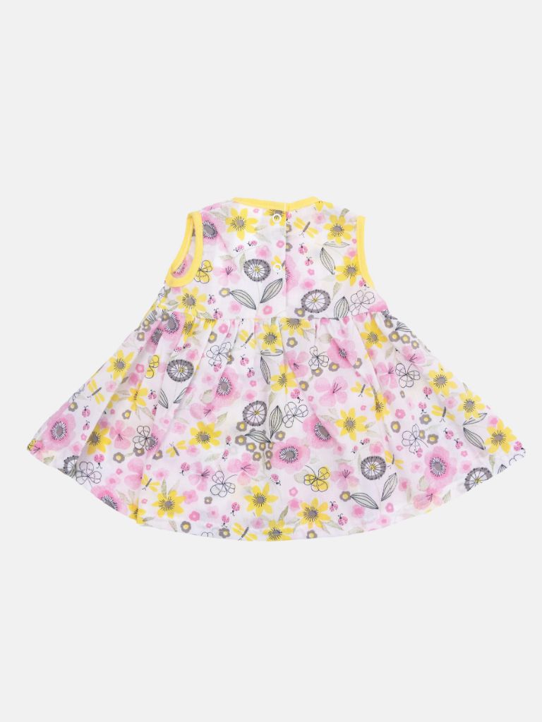 Baby Girl summer Floral Dress with knickers - Pink with Yellow