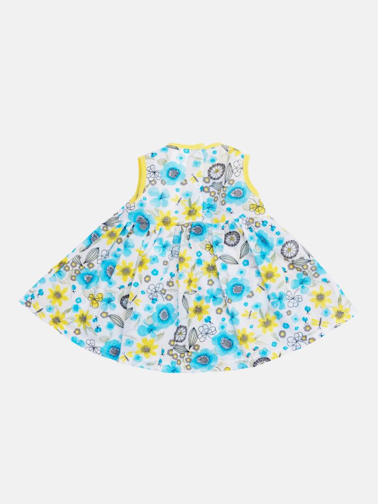 Baby Girl summer Floral Dress with knickers - Blue with Yellow