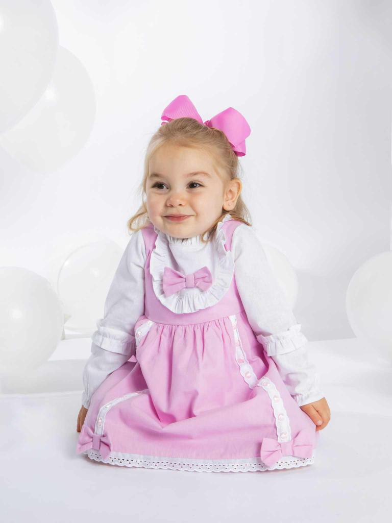 Baby Girl Lucia Collection Dress with Bows and Frilly long sleeve - Lilac