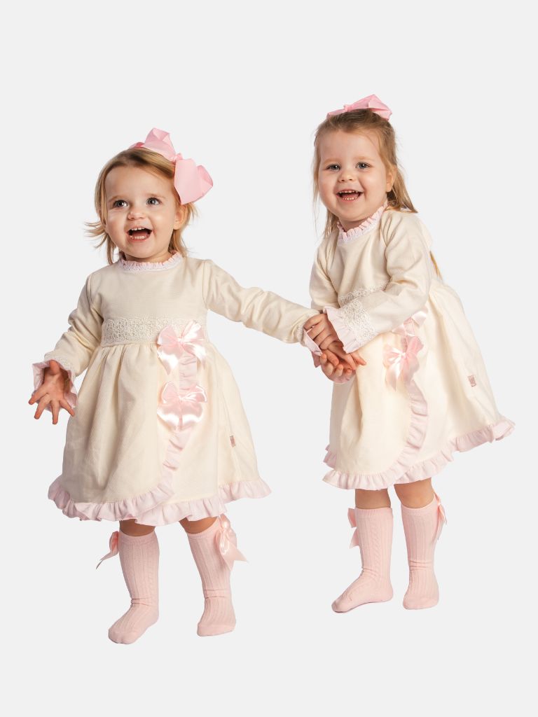 Baby Girl Lorianna Collection Spanish Dress with Ruffles and Bows - Cream