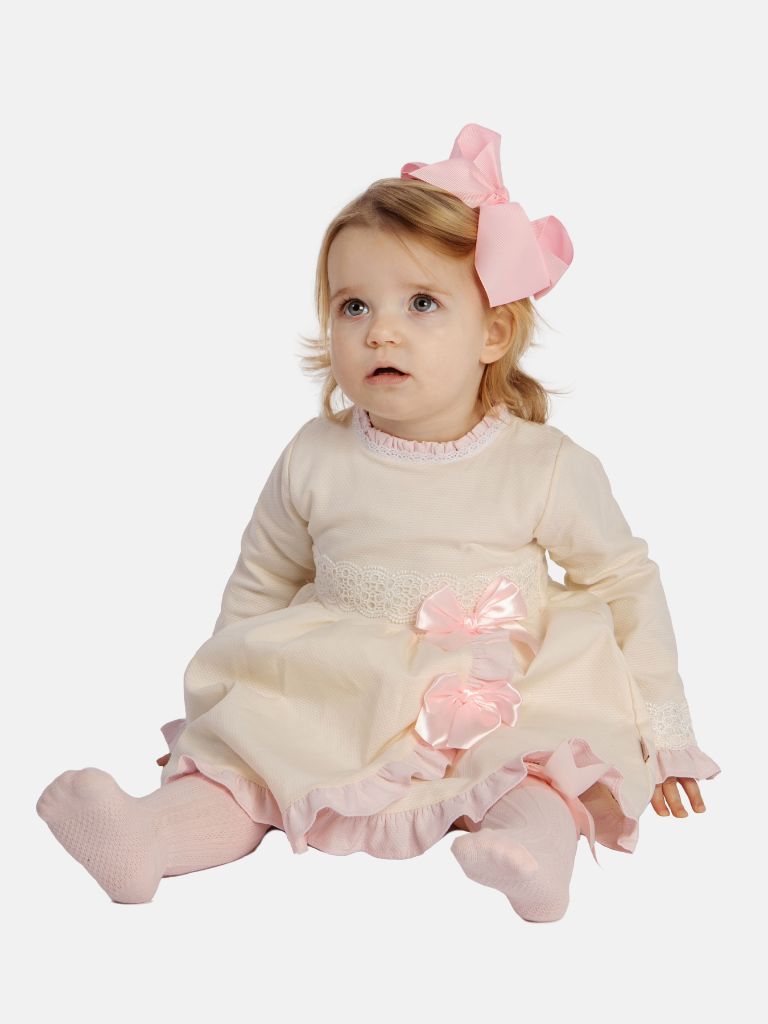 Baby Girl Lorianna Collection Cream Spanish Dress with Ruffles and Bows
