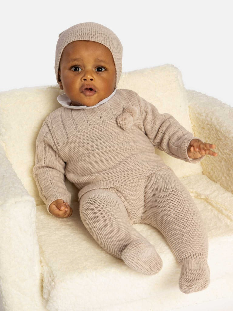 Baby Boy Hugo Collection 3-piece Knitted Set - Beige