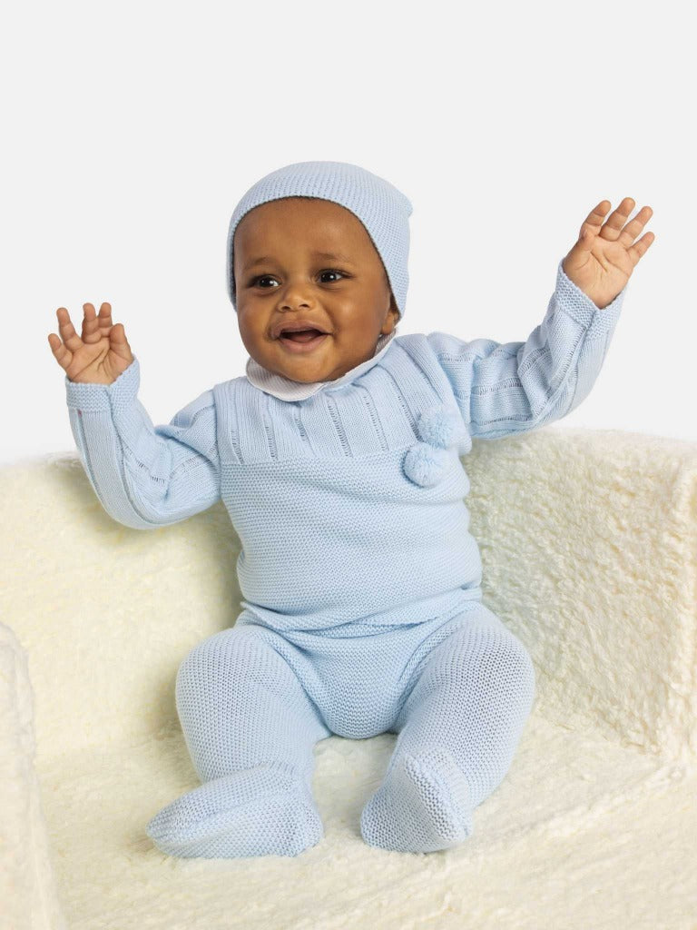 Baby Boy Hugo Collection 3-piece Knitted Set - Baby Blue