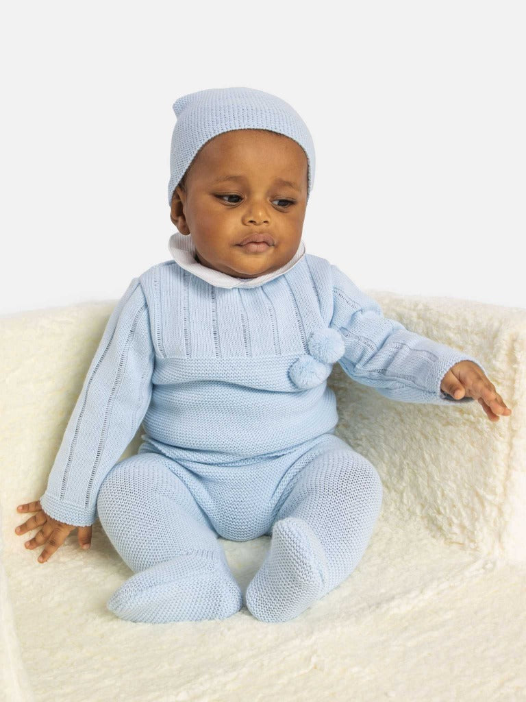 Baby Boy Hugo Collection 3-piece Knitted Set - Baby Blue