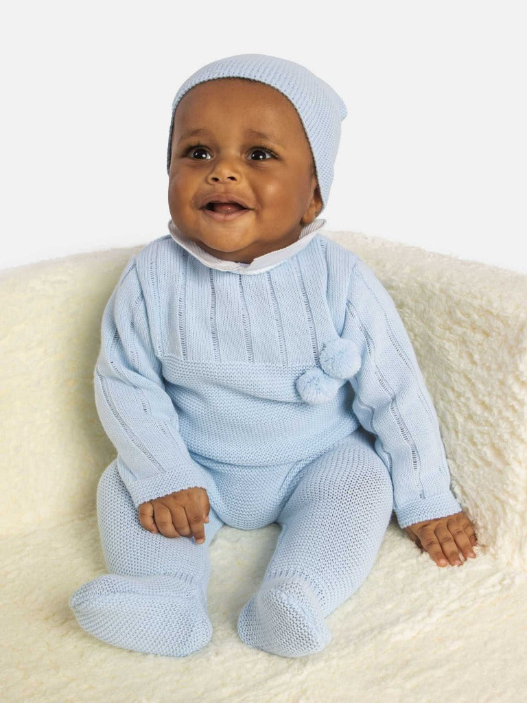 Baby Boy Hugo Collection 3-piece Baby Blue Knitted Set