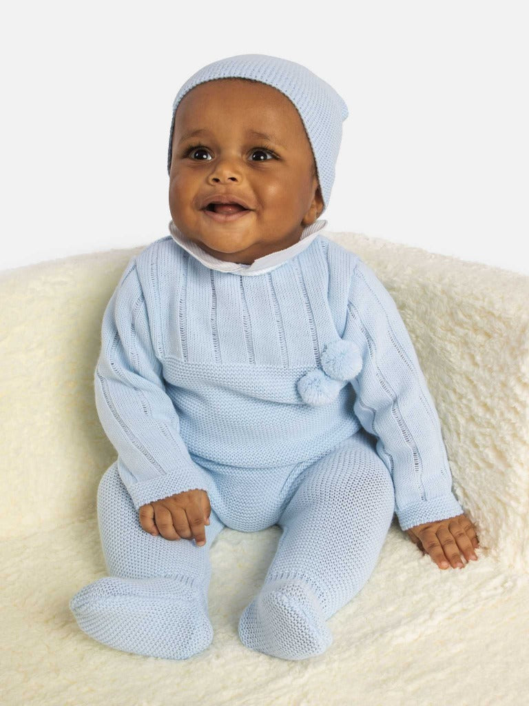 Baby Boy Hugo Collection 3-piece Knitted Set - Baby Blue