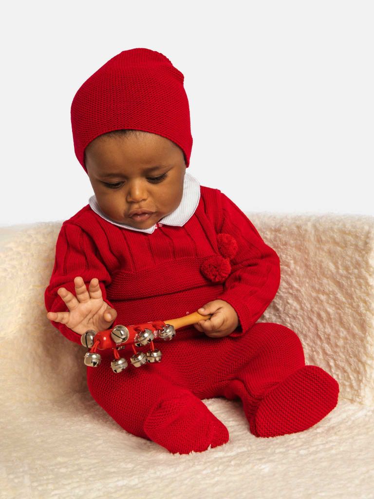 Baby Girl/Boy Matching Red Knitted Bundle