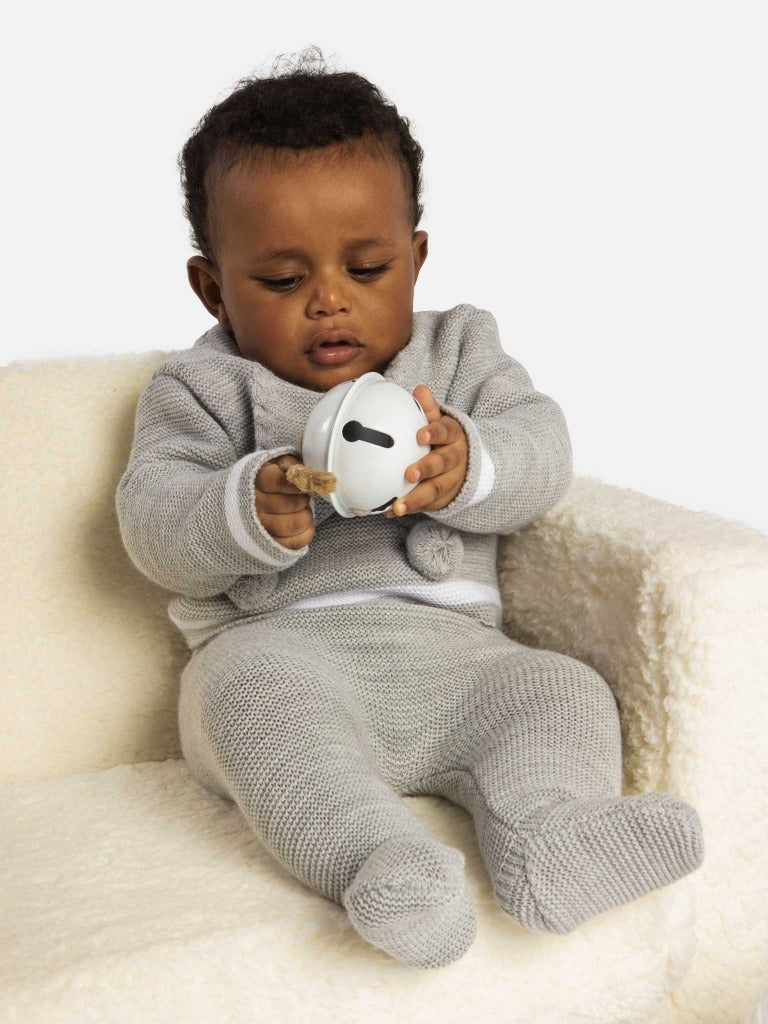 Baby Boy Luis Collection 3-piece Knitted Set with Pom-poms - Grey