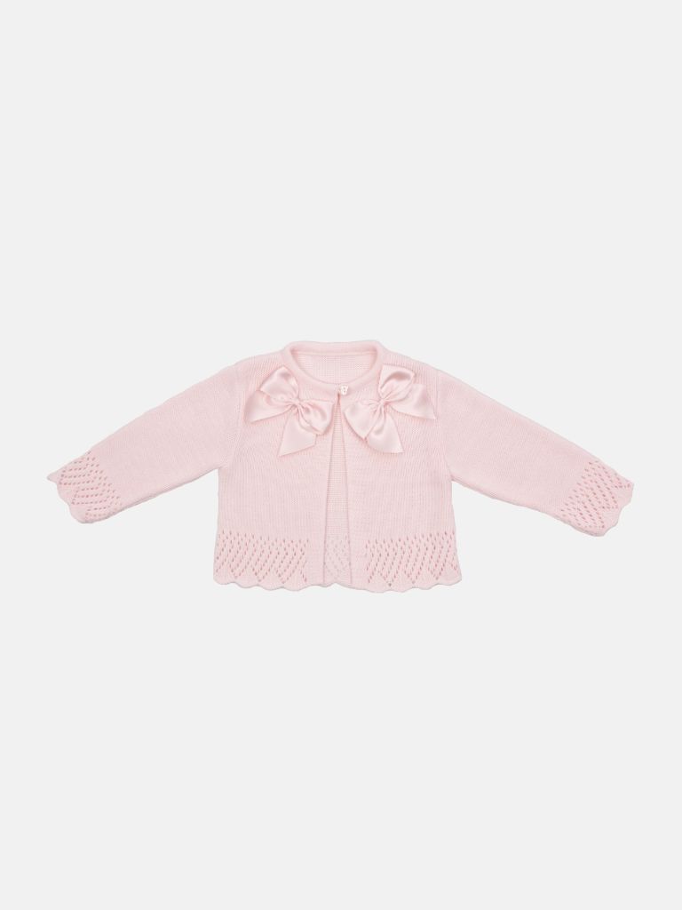 Baby Girl Cardigan with 2 Big Bows - Pink