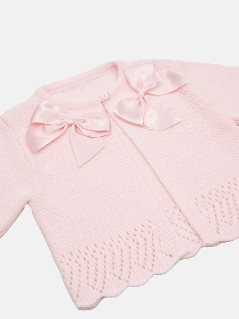 Baby Girl Cardigan with 2 Big Bows - Pink