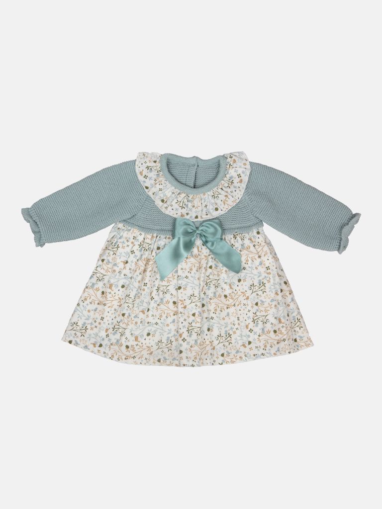 Baby Girl Flores Collection Mint Green with Forest Print Floral Spanish Dress