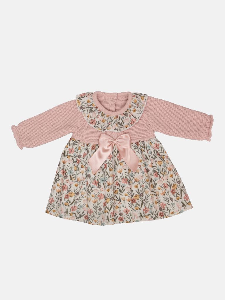Baby Girl Flores Collection Pink with Tulips Print Floral Spanish Dress