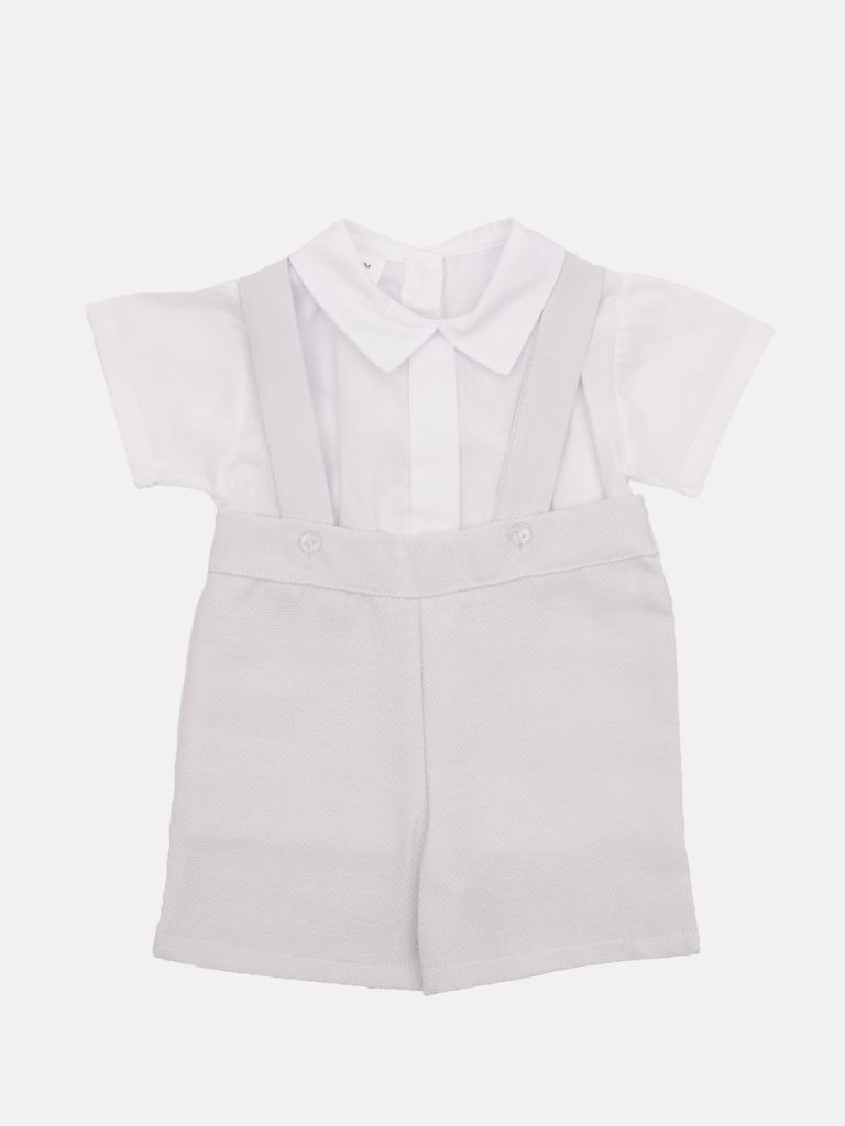 Baby Boy Madrid Collection Romper with white shirt - Grey