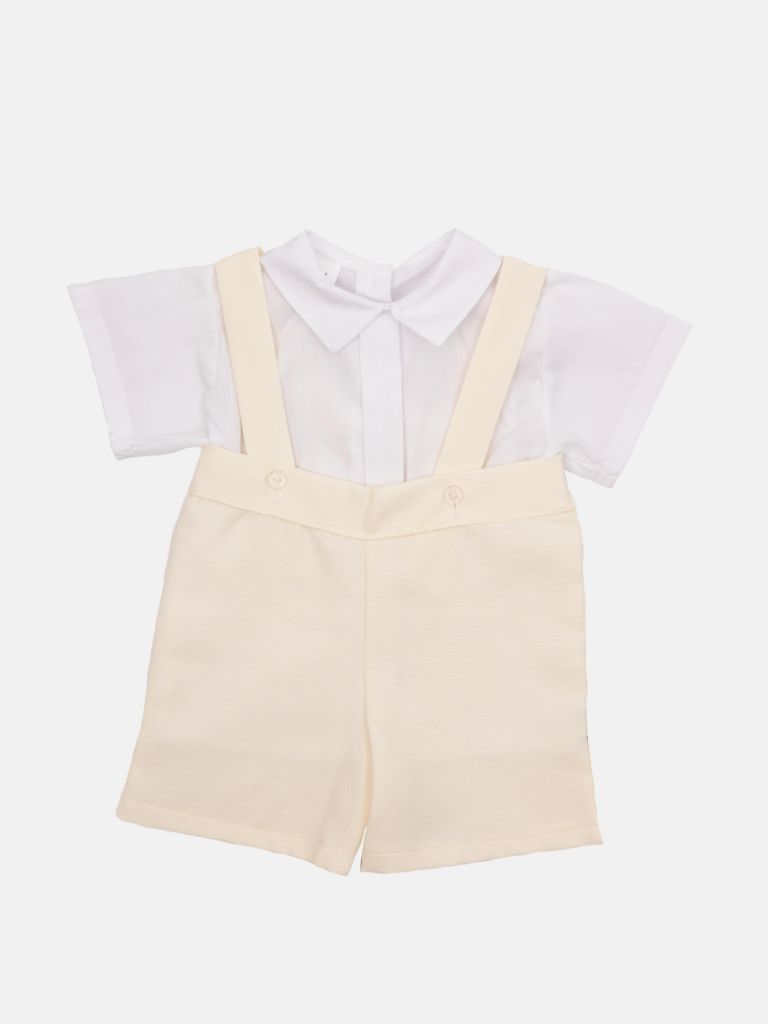 Baby Boy Madrid Collection Romper with white shirt - Cream
