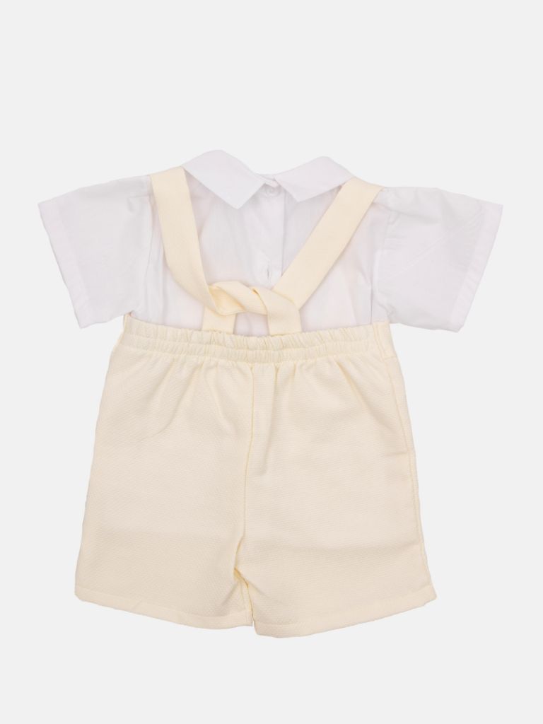 Baby Boy Madrid Collection Romper with white shirt - Cream
